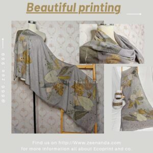 Grey ecoprint scarf
